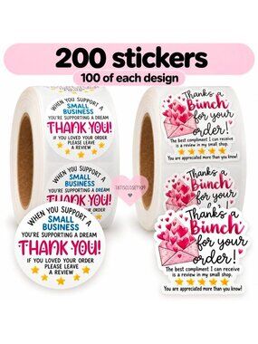 200 Thank You Stickers For